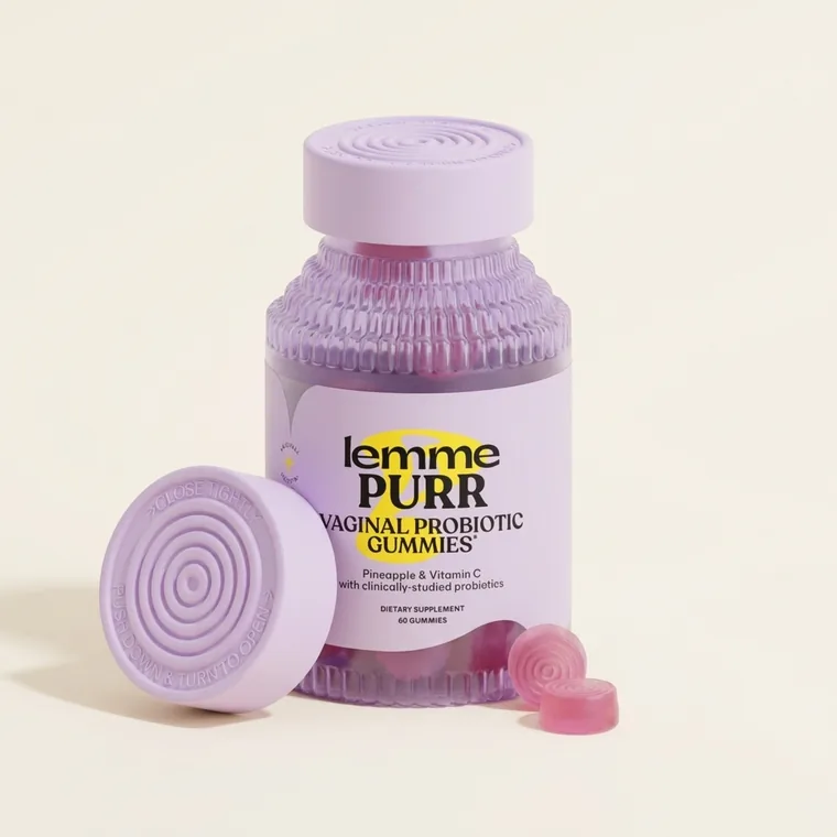 Lemme Purr vaginal probiotic gummies bottle